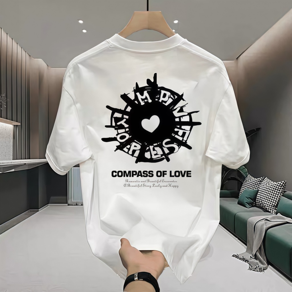 COD   Baju Kaos Distro Compass of Love Warna Hitam Putih OOTD Santai Datin