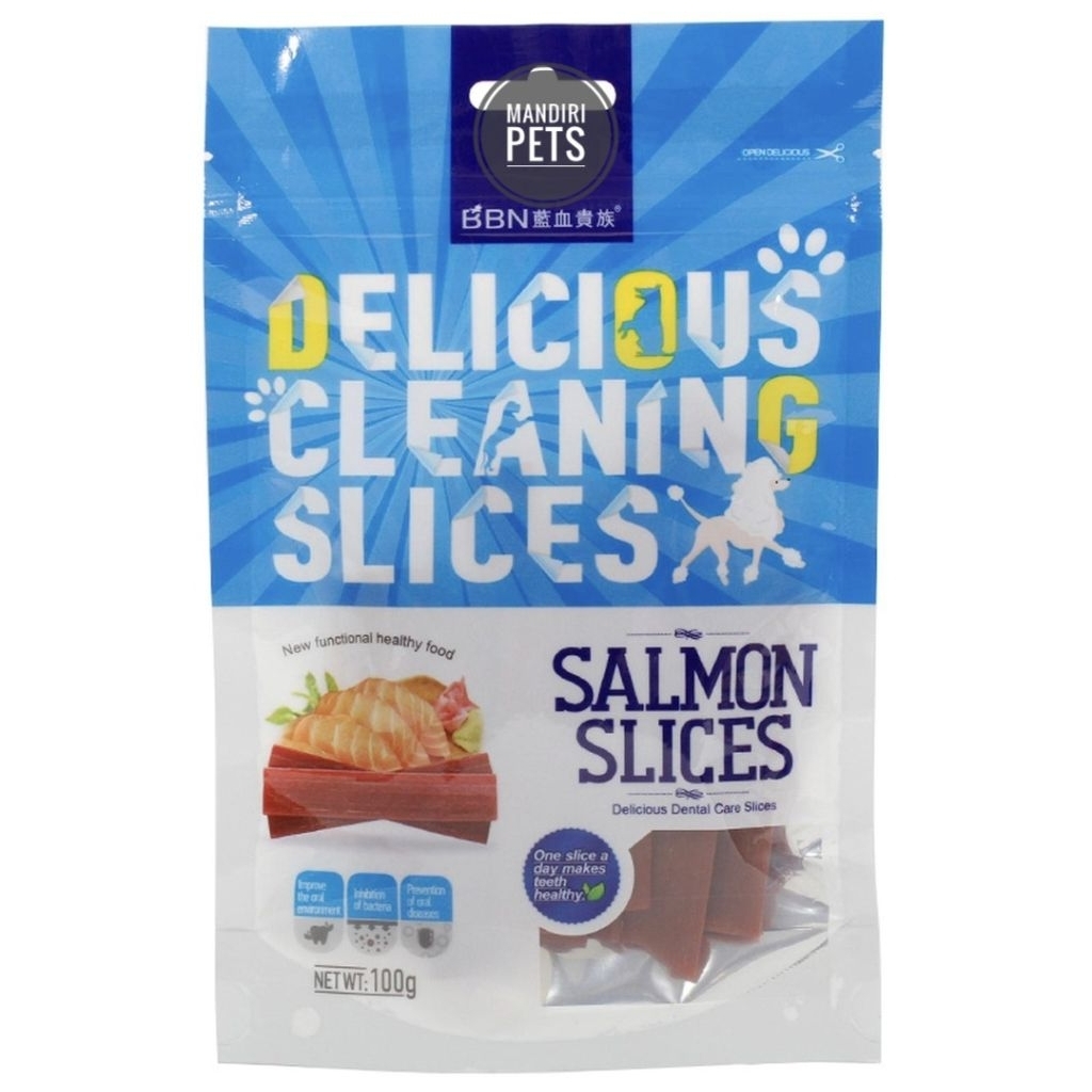 Snack Cemilan Anjing / BBN Delicious Salmon Slices Dental Care Dog Snack 100g