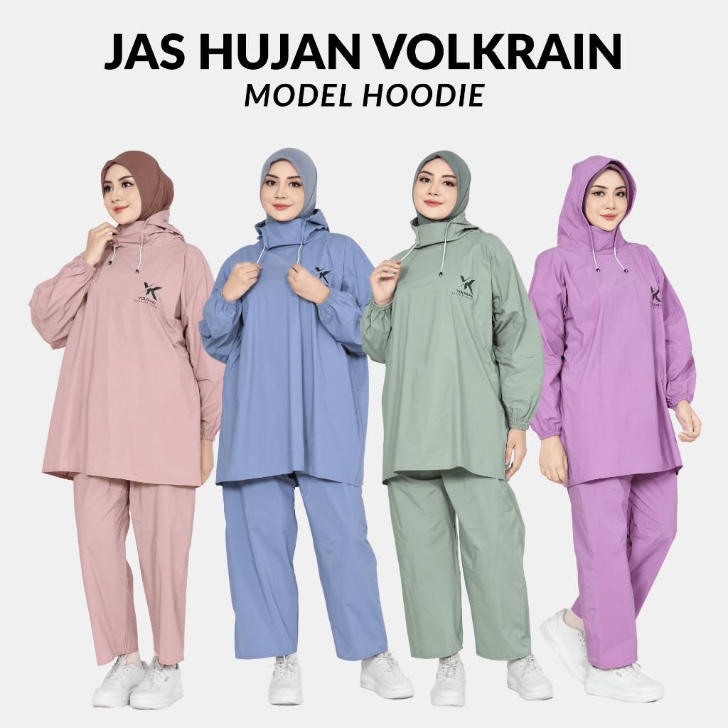 TERBARU JAS HUJAN MODEL HOODIE SETELAN PRIA WANITA DEWASA BAHAN PVC TEBAL WATERPROOF ANTI REMBES