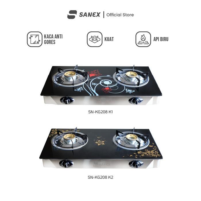 SANEX Kompor Gas Kaca 2 Tungku Butterfly Series SN-KG208 BATAM