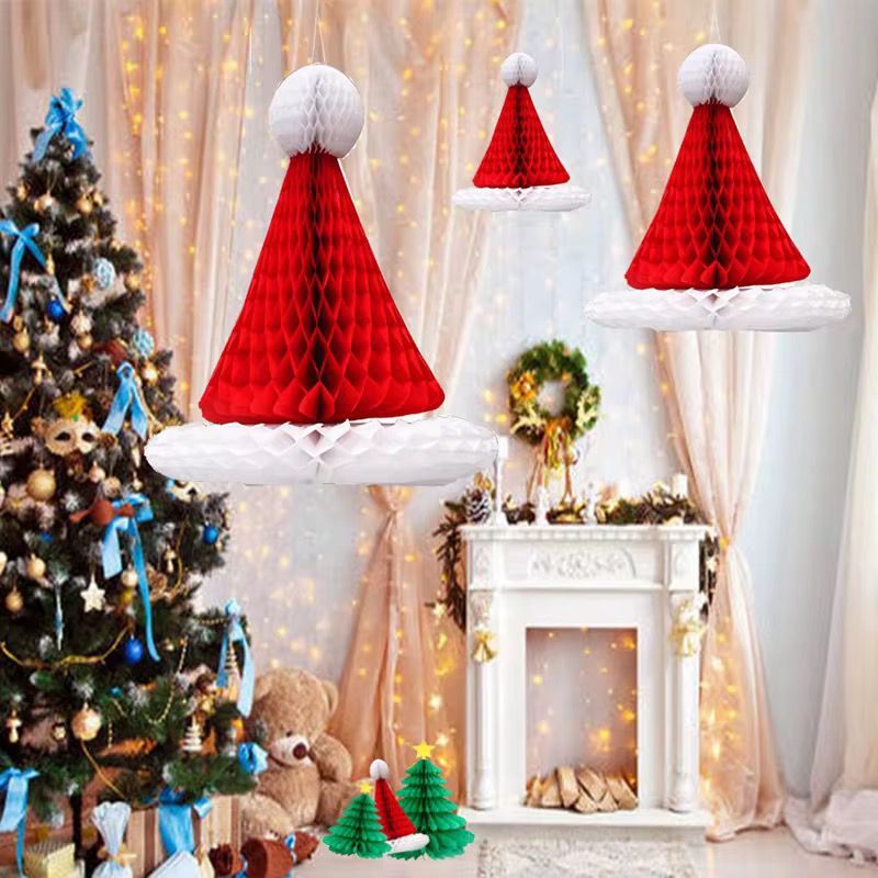 30CM Honeycomb Paper 3D Christmas Decorations Hiasan Gantung Natal Honeycomb Christmas Hiasan Natal 