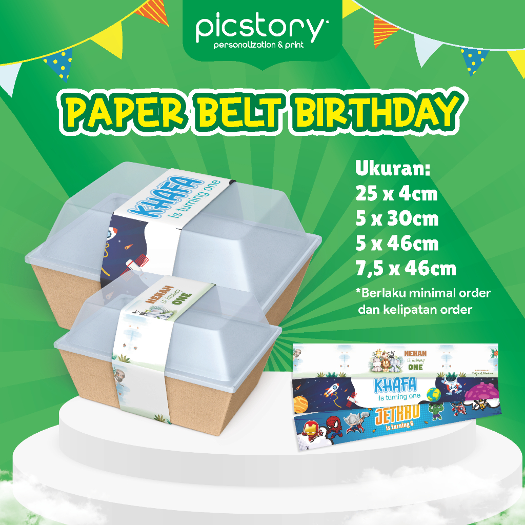 Paperbelt Ulang Tahun - Label Box Bento Nasi Kotak Nasi Kuning - Paper Sleeve Happy Birthday