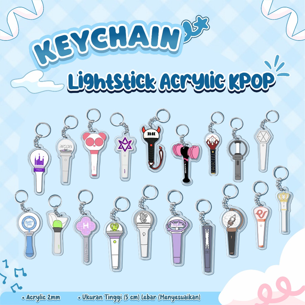 Gantungan kunci | Ganci  akrilik LightStick KPOP BTS BLACKPINK EXO NEW JEANS ENHYPEN SKZ ATEEZ REDVE