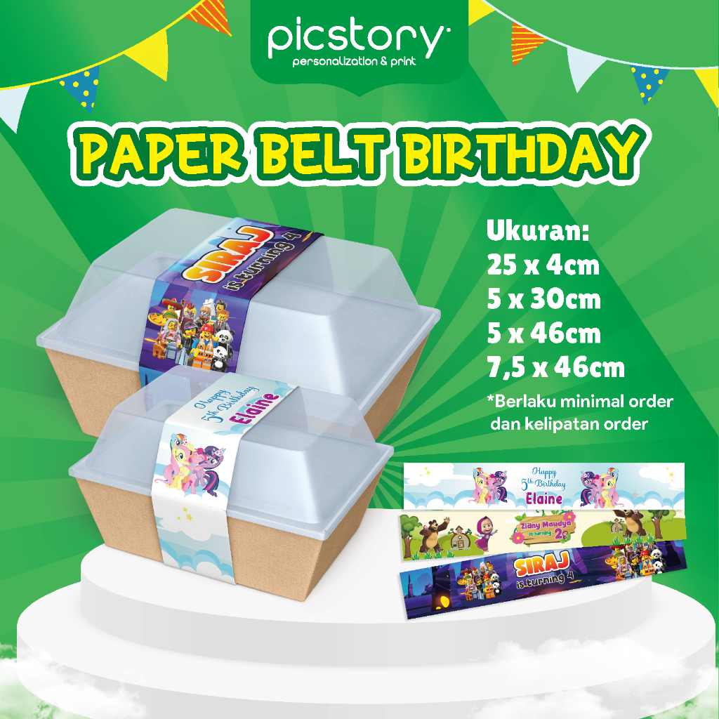 Paperbelt Ulang Tahun - Label Box Bento Nasi Kotak Nasi Kuning - Paper Sleeve Happy Birthday
