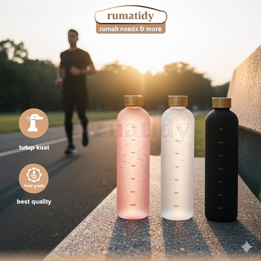 RUMATIDY - Tumbler 1 Liter Korean Style BPA Free Botol Air Minum Estetik Anti Bocor