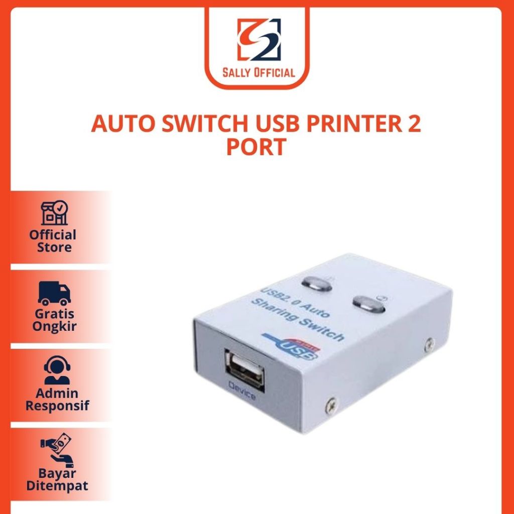 Auto Switch Usb Printer 2 Port Sharing Switcher USB 2.0 Printer Kable Manual Otomatis [Sally]