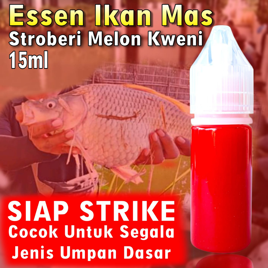 Essen Ikan Mas Aroma Stroberi melon Kweni Melati Original Isi 15ml, Essen Ikan Mas Amis Wangi Spesia