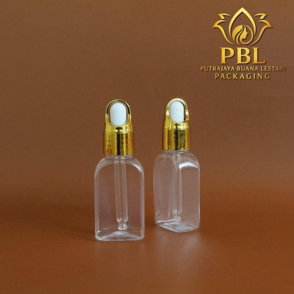 Botol Pipet 30ml Plastik / Botol Serum 30ml / Botol Plastik Pet 30ml Tebal - Ring Alumunium Cover Go