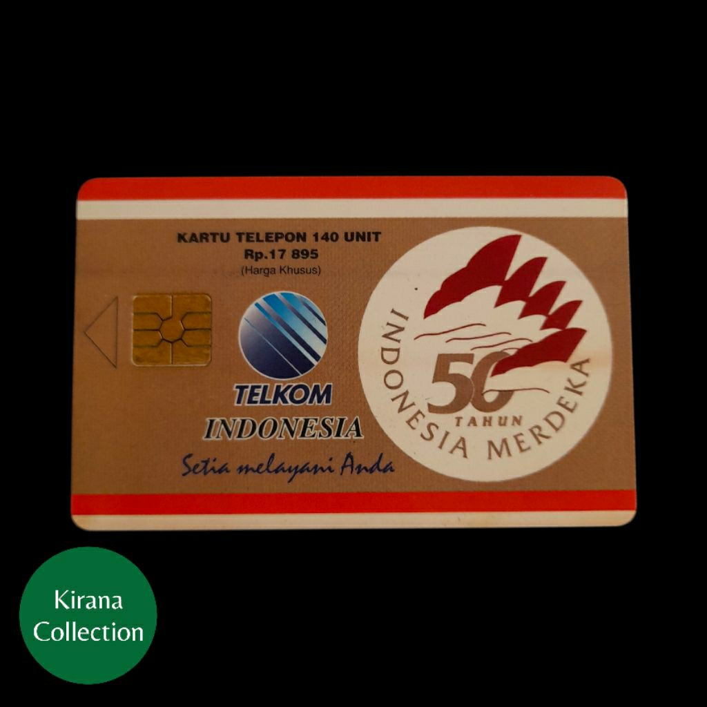 LOT T111 KOLEKSI KARTU TELEPON LAMA INDONESIA CHIP TELKOM 50TH INDONESIA MERDEKA 1PCS USED BEKAS