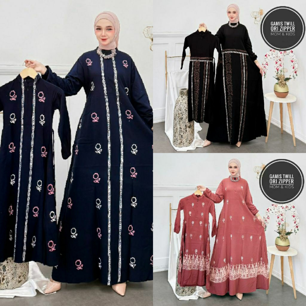TWILL ORI VERSI ZIPPER COUPLE IBU & ANAK TERBARU