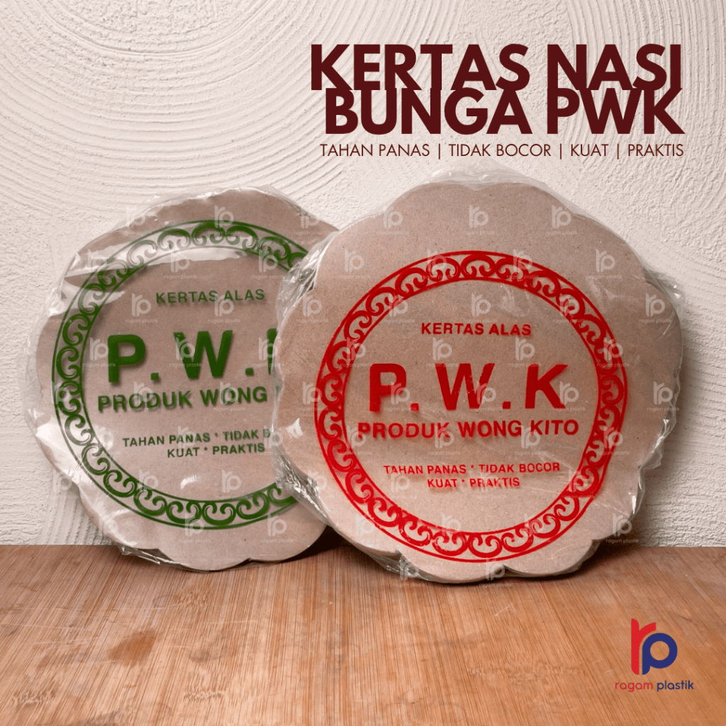 PWK Kertas Nasi Coklat Bunga | Diameter 25cm & 27cm - Tahan Panas, Tidak Bocor, Kuat dan Praktis