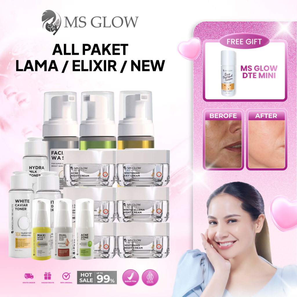MS GLOW ALL PAKET NEW SERIES BOOSTER SKINCARE WAJAH GLOWING PENGHILANG FLEK HITAM ORIGINAL COD