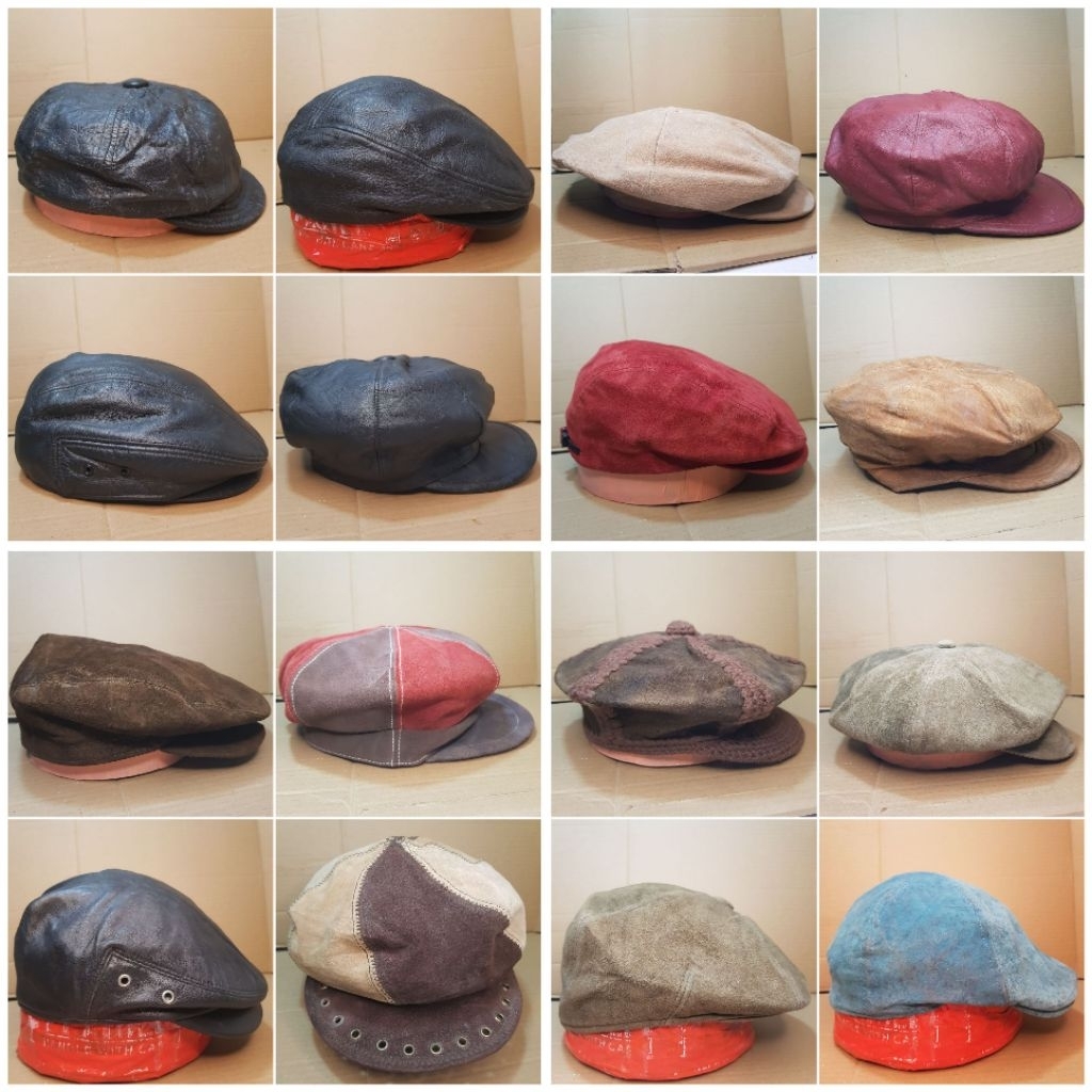 Flat Cap & Newsboy , Topi Copet & Topi Seniman . material KULIT , size Dewasa