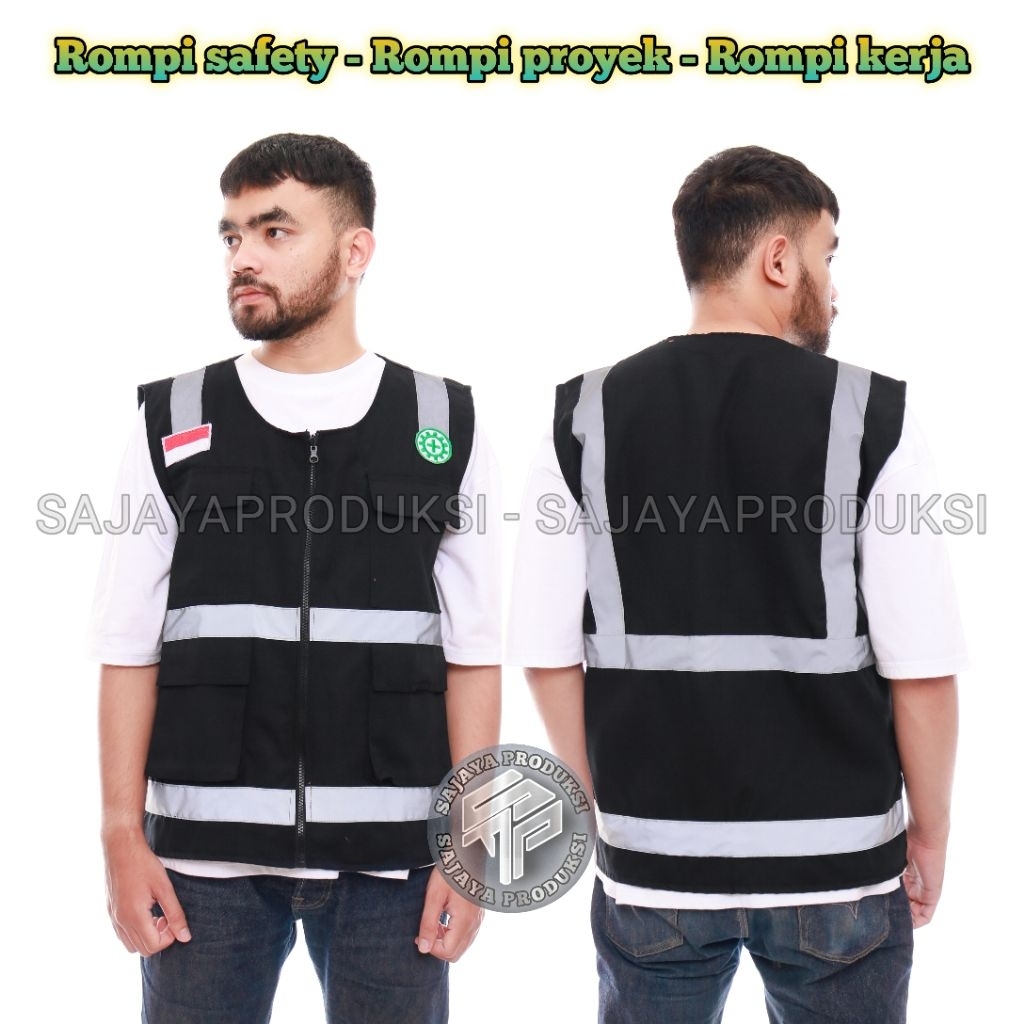 Rompi safety k3 / Rompi kerja hitam / Rompi proyek