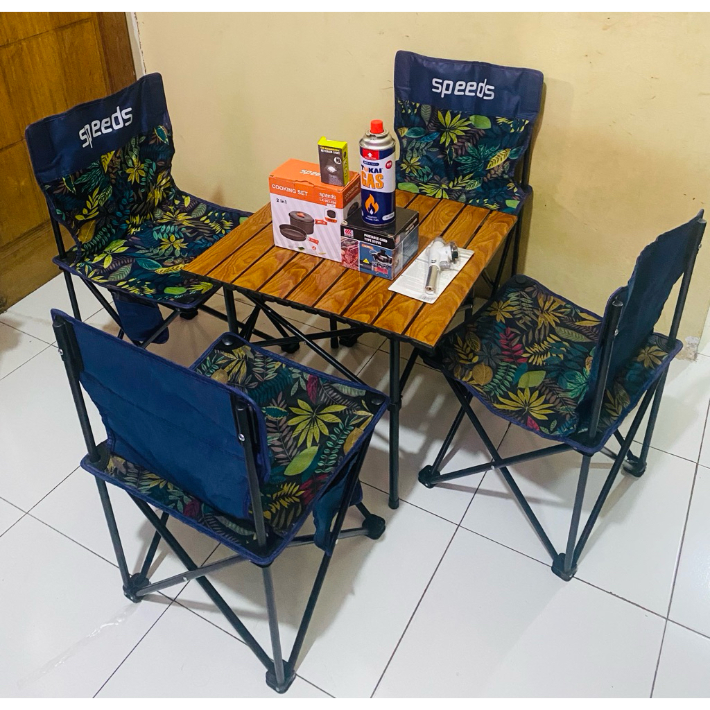 paket lengkap peralatan outdoor/camping/indoor kursi meja lipat dan peralatan masak