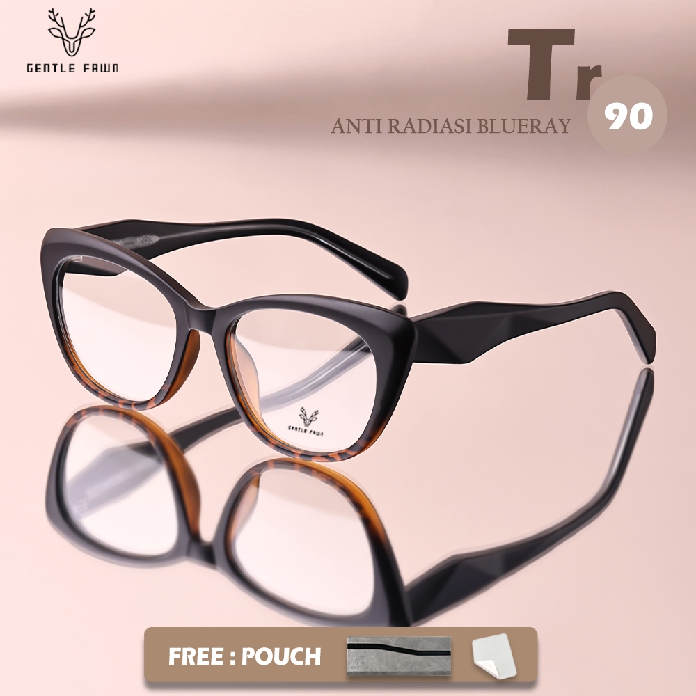 Gentle Fawn Kacamata Antiradiasi Blueray Sinar Biru Style Cat Eye Bahan TR90 Ringan Kokoh Bisa Minus