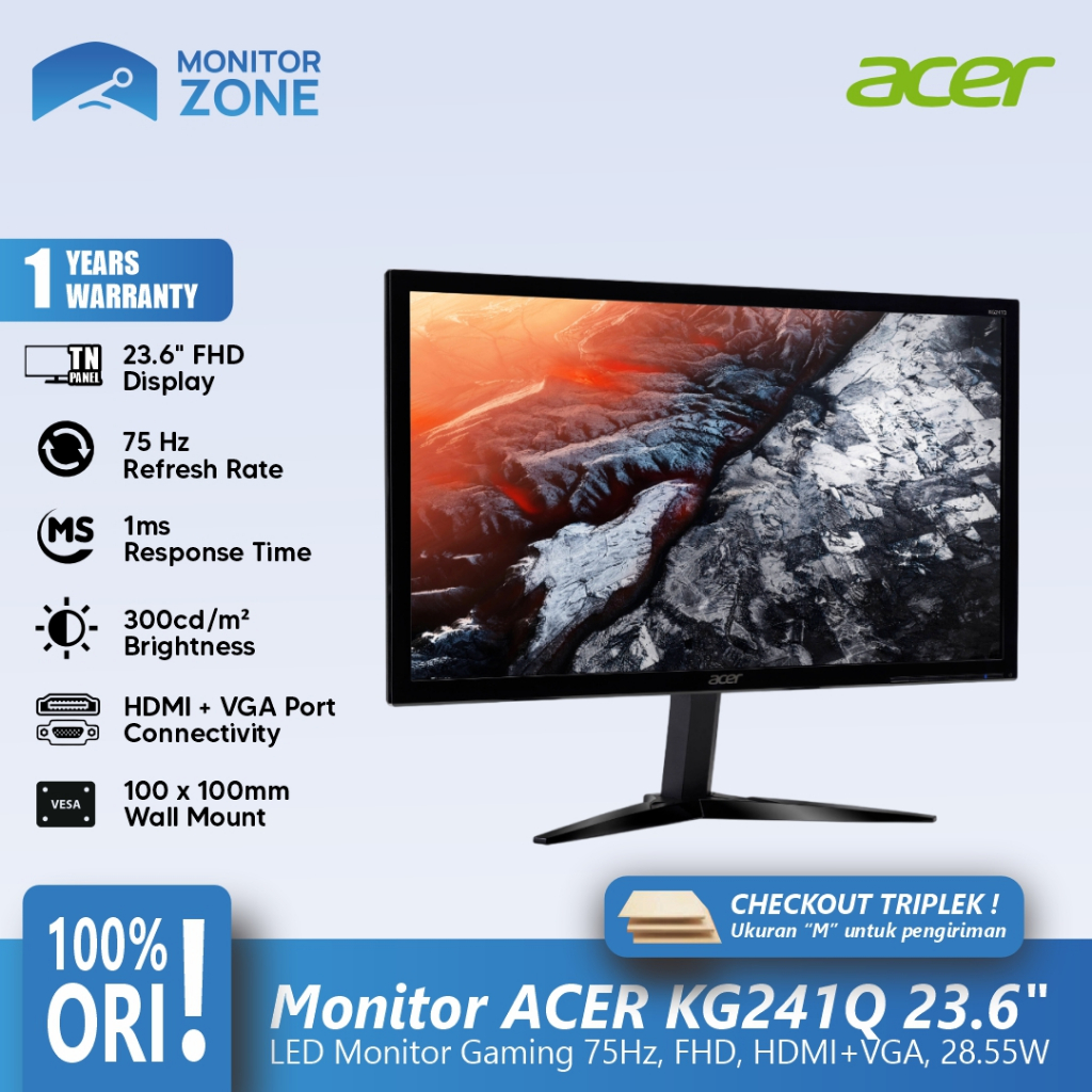 MONITOR GAMING ACER KG241Q 23.6" 1Ms | 75 Hz