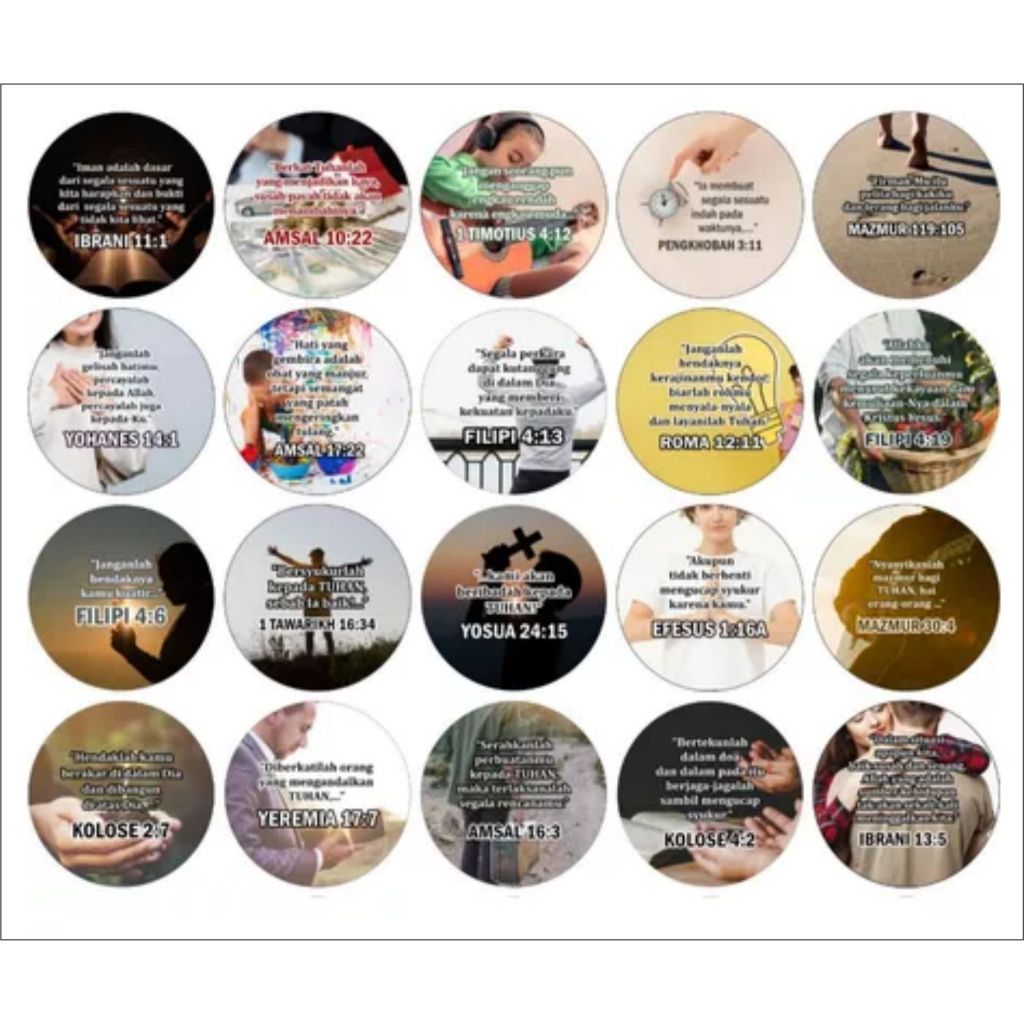 Random Gantungan Kunci Diameter 44 mm Ayat-Ayat Alkitab, Ganci Rohani Kristen - Random