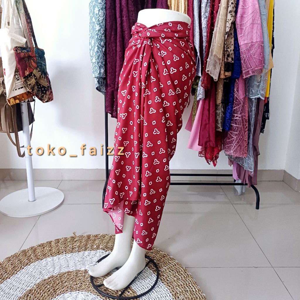 rok lilit jumputan/rok lilit merah/rok lilit batik/bawahan batik/rok kebaya/rok batik jumputan/rok b