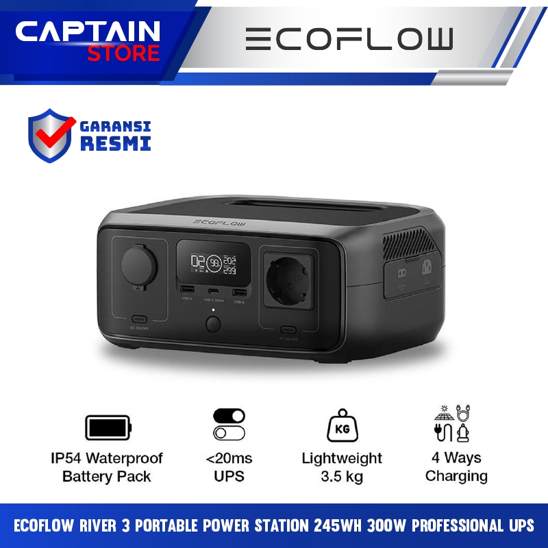EcoFlow RIVER 3 Portable Power Station 245Wh 300W Professional UPS - EcoFlow RIVER 3 245Wh 300W