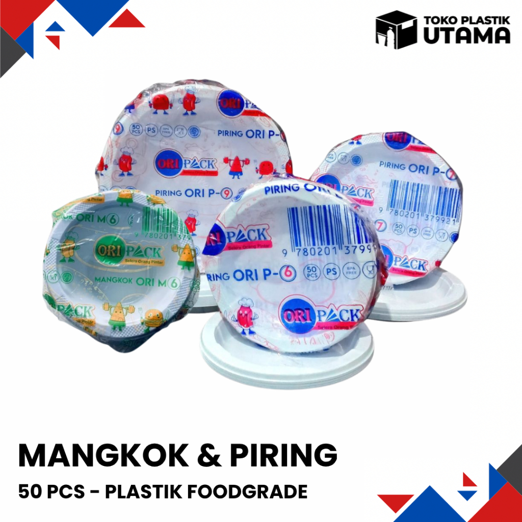[50 PCS] Piring & Mangkok Plastik Oripack Tempat Makan Sekali Pakai Foodgrade PR6 PR7 PR9 M5 M7 M450