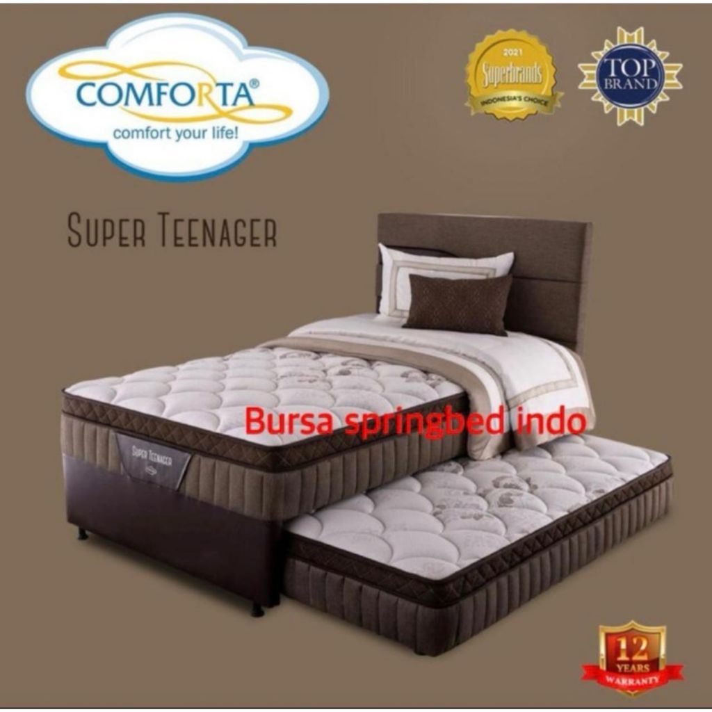 comforta super teenager 120 x 200 kasur spring bed 2in1 full set komplit