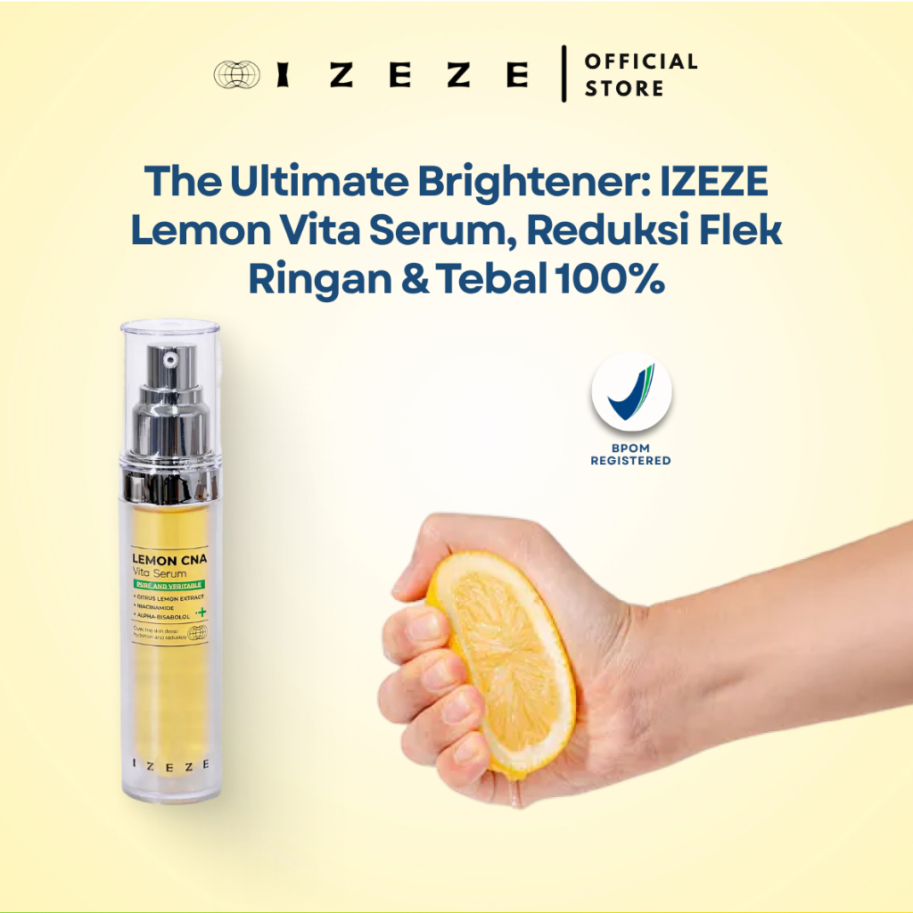 IZEZE Lemon CNA Vita Serum 30ml – Serum Pencerah Wajah dengan Vitamin C, Mencerahkan & Menyamarkan N