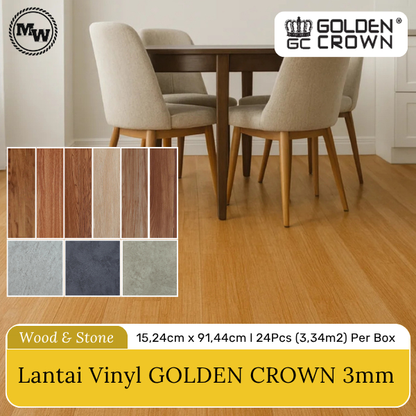 Lantai Vinyl Golden Crown 3mm Wood & Stone Series Tahan Air & Rayap Harga Per Box