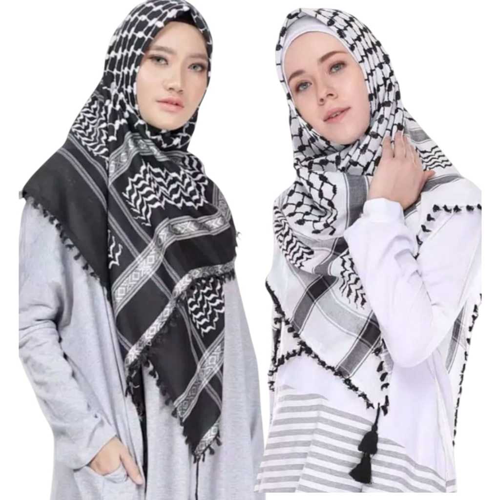 Sorban Hijab Palestine Wanita Sorban Krudung SegiEmpat Rumbai Terbaru Sorban Hijab Wanita Terbaru
