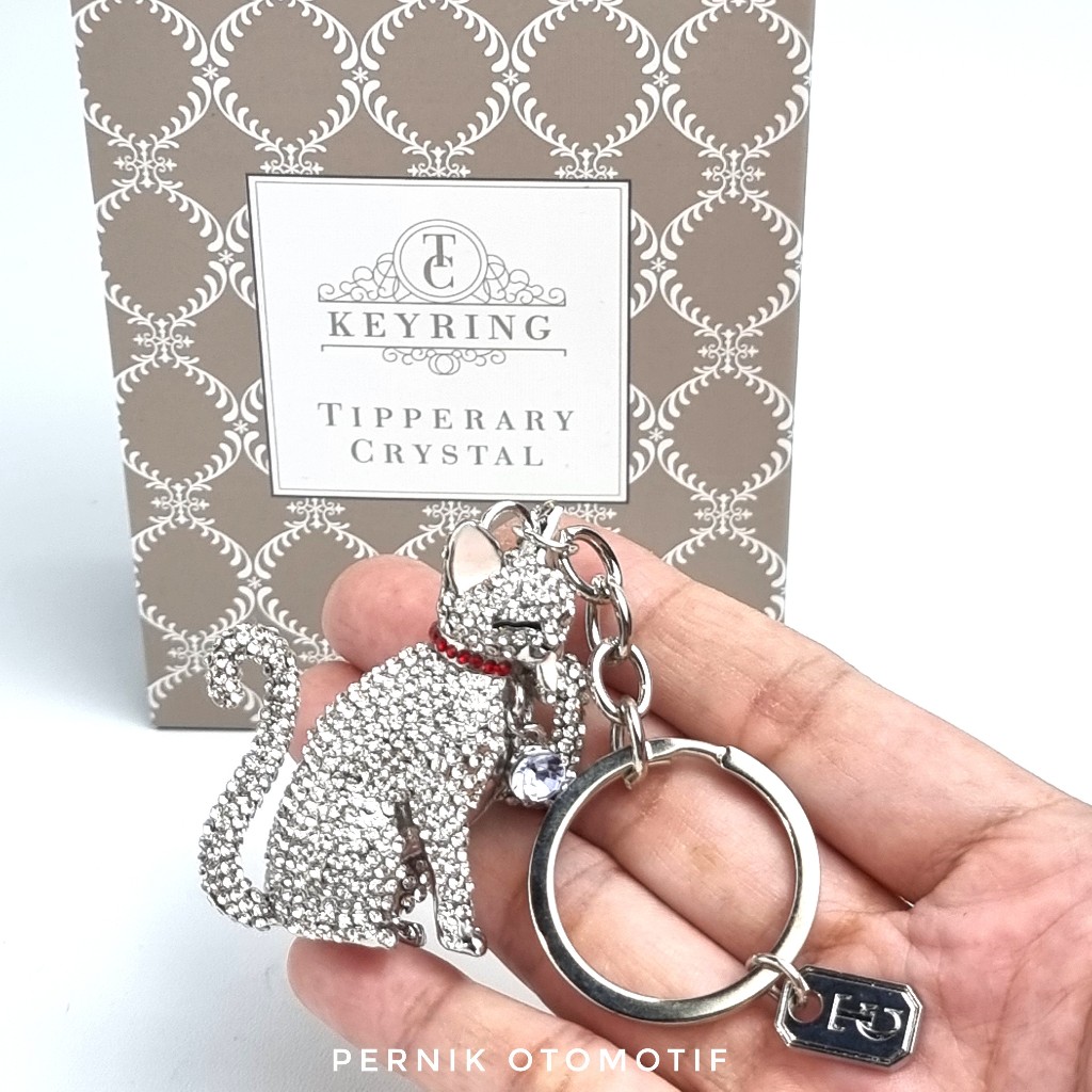 Gantungan Kunci Bag Charm Premium Cat Crystal Keychain Key Ring Kucing Tipperary Original 3D Shape S