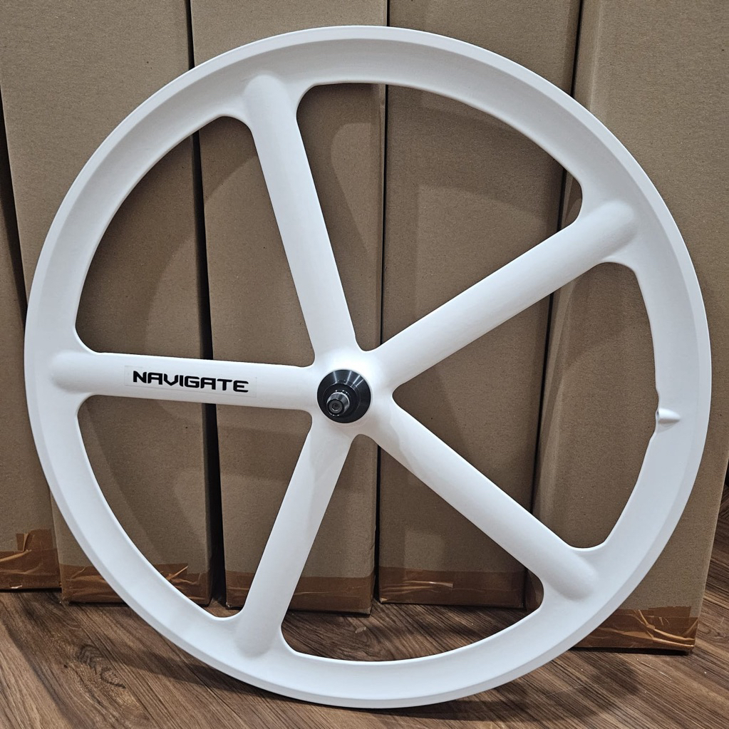 Wheelset Depan Navigate 5 Spoke Warna Putih Magnesium Alloy LONCER