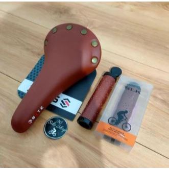 paket SYTE SLK sadel dan handgrip coklat sepeda lipat MTB fixie