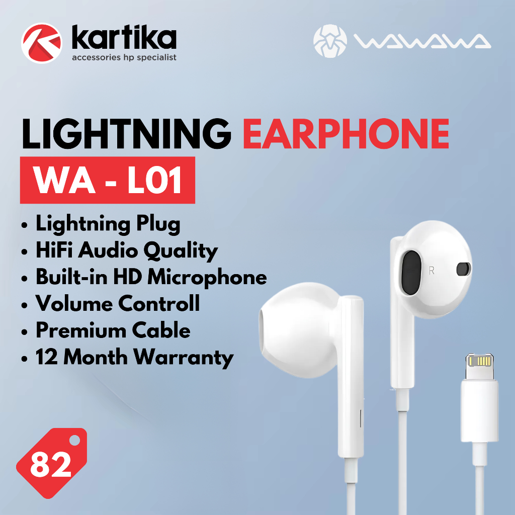 WAWAWA WA-L01 Lightning Headset Hi-Fi with Volume Control HD Mic