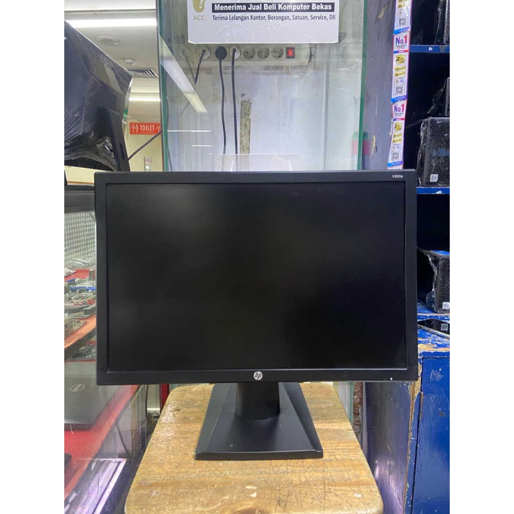 MONITOR LED HP V203p 20inch WIDE LIKE NEW LENGKAP KABEL BERGARANSI
