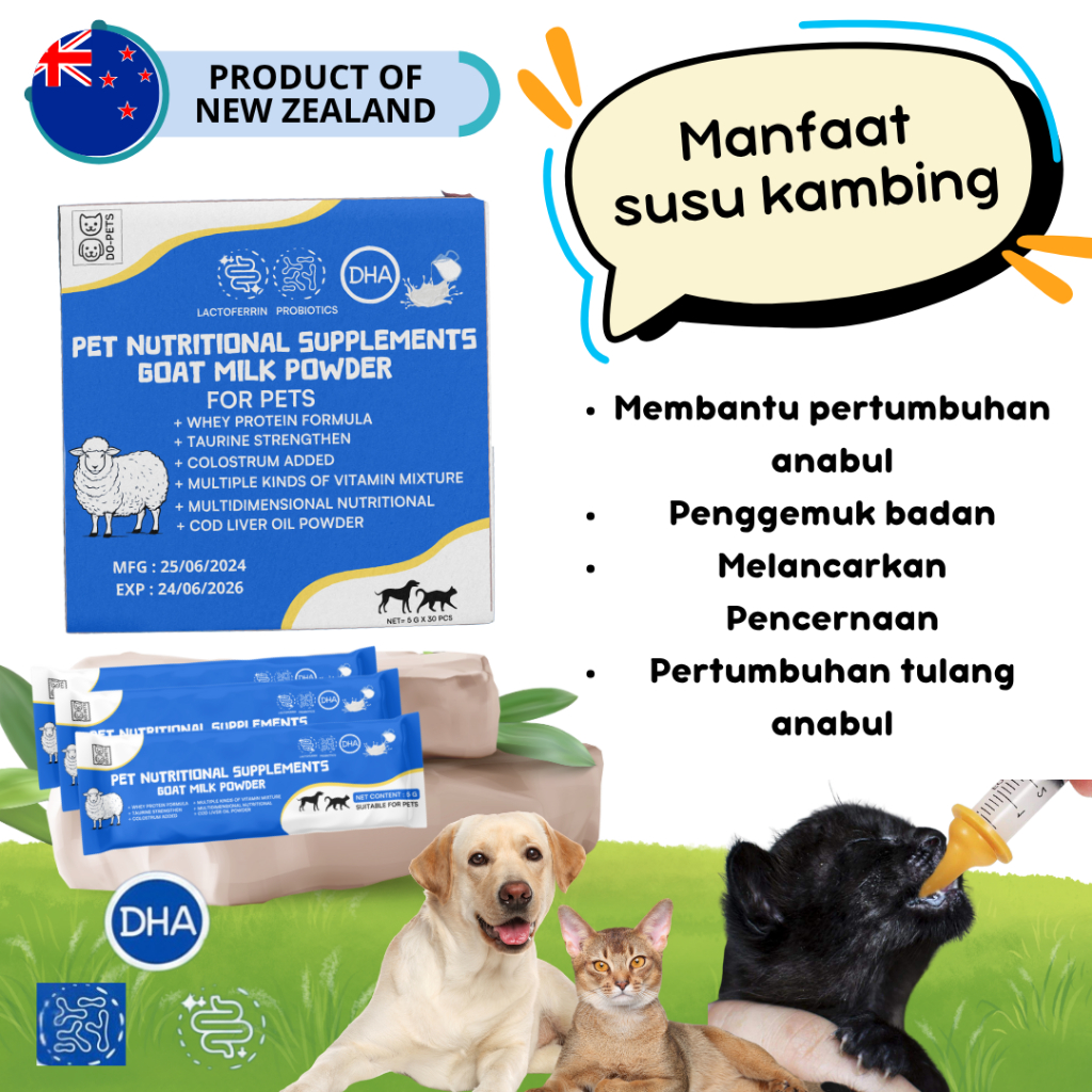 INSTAN pawpedia Susu GOAT MILK Susu Kucing Anjing Kitten Dewasa Anak Bayi Baru Lahir Murah Replacer 