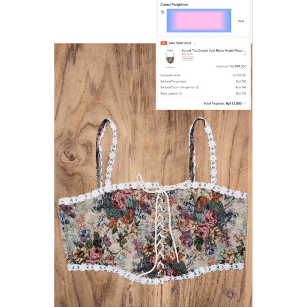 (1X USED) Korset Corset Vest Vintage Cottagecore Fairycore Fantasycore Motif Floral