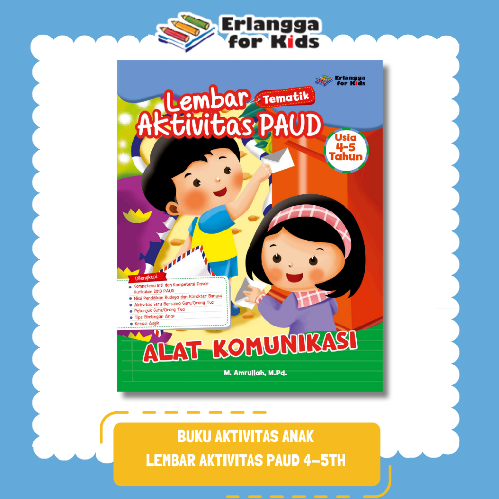 [Erlangga Official] Buku Aktivitas Anak: Lembar Aktivitas Paud 4-5 Tahun  Alat Komunikasi