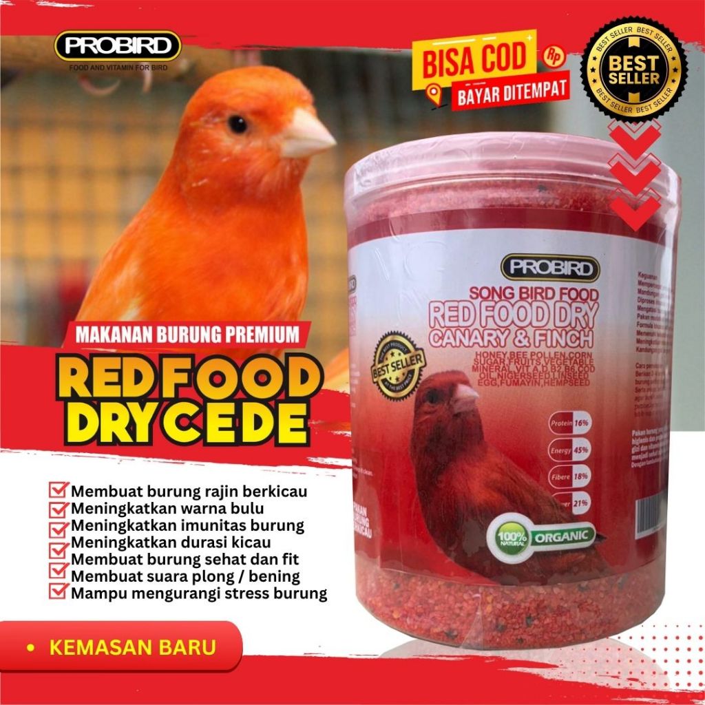 CEDE RED FOOD DRY UNTUK BULU KENARI TAMBAH MERAH MERONA