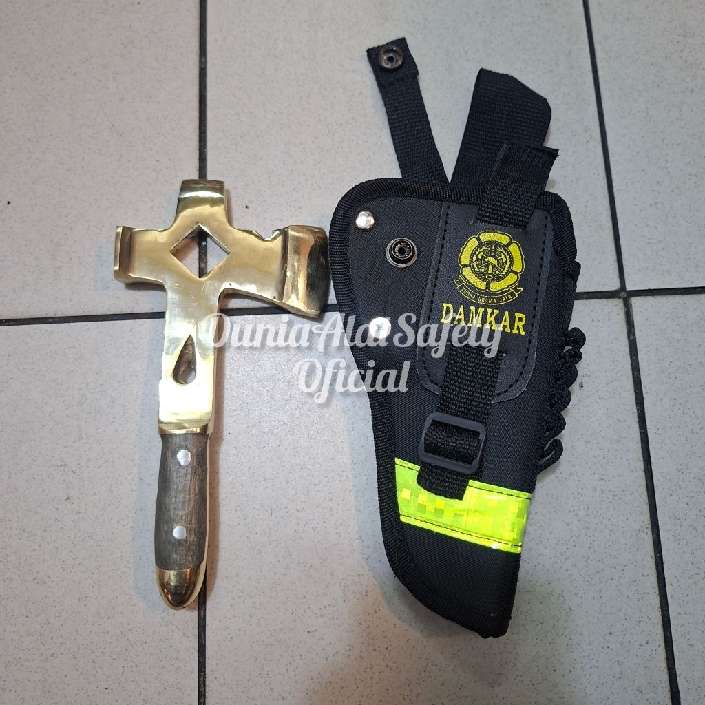Kapak Damkar Kuningan 20 Cm Plus Sarung Tangan Kapak Saku Pemadam Kebakaran Murah