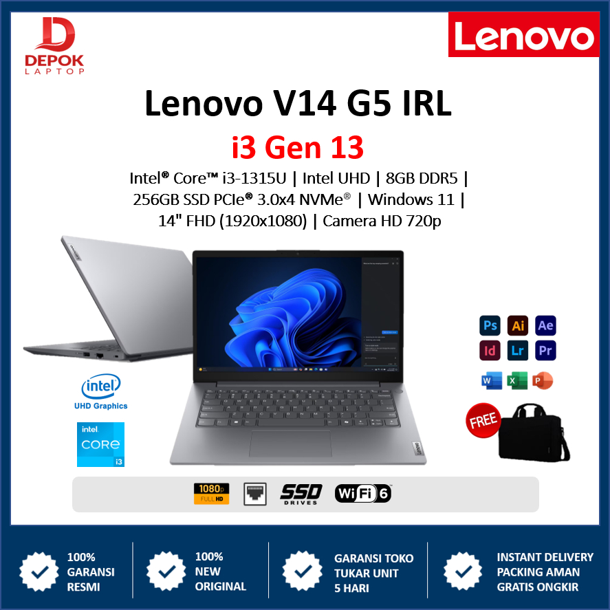 LAPTOP Lenovo V14 G5 I3 Gen 13 16GB 512GB SSD Windows 11 14.0" FHD