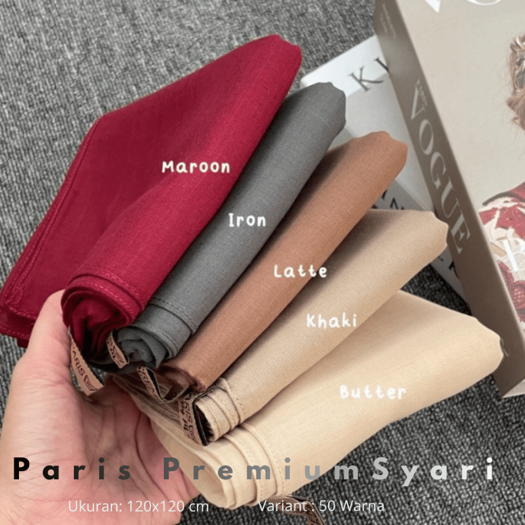 Paris Premium Syari 120x120 Jilbab Segiempat Jahit Tepi