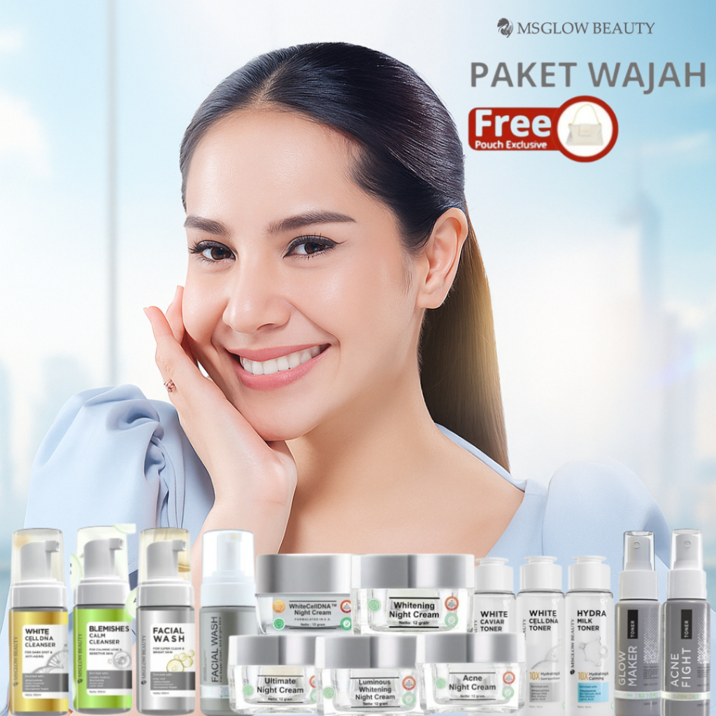 MS Glow Paket Acne New Series Isi 4 Free Slingbag Paket Perawatan Wajah Berjerawat dan Bopeng COD