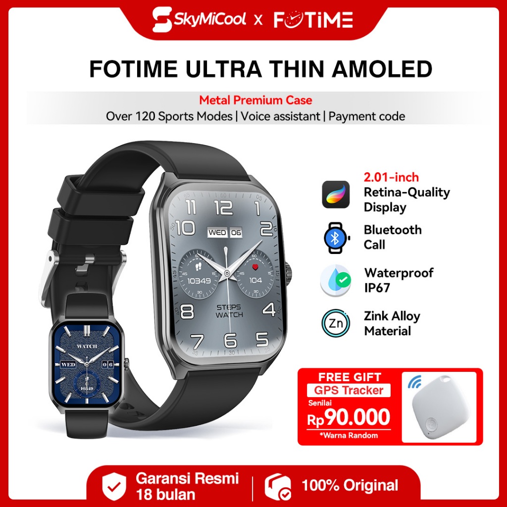 Skymicool X Fotime Smartwatch Amoled Curve Smartwatch SW12 1.96 inch Curved 2.5D Screen Bluetooth