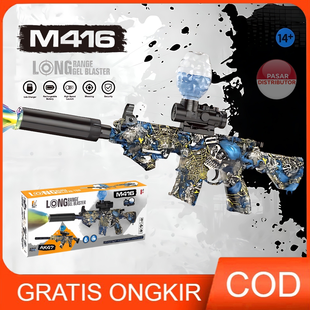 Pasar Distributor D-6650/WH82-4 M416 GEL BLASTER Mainan Tembakan Ball Elektrik M416 Lampu Aksesoris