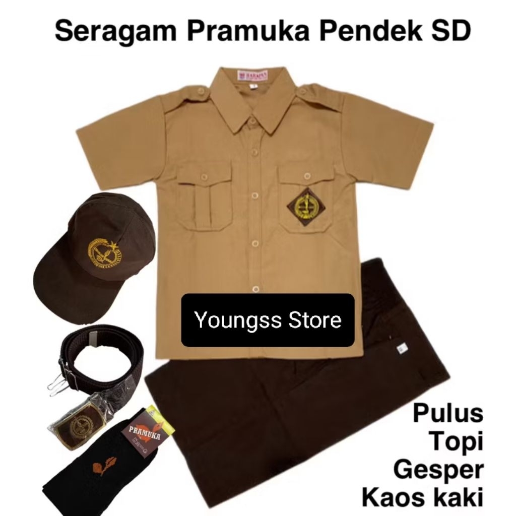 Setelan seragam Pramuka anak laki" SD // Setelan baju Pramuka laki lengan pndk + celana Pramuka pdk