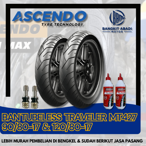 Ascendo Paket Ban Tubeless Depan Belakang MX King Vixion Honda CB 150 Ninja 90-120/80-17 Traveler