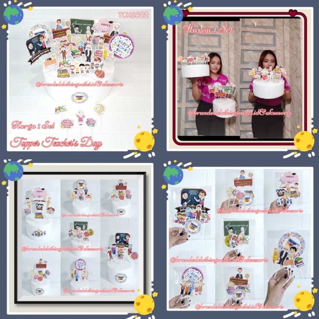(1SET) TOPPER KUE HARI GURU TEACHERS DAY / TOPPER DIRGAHAYU HARI GURU / TOPPER TUMPENG HARI GURU / T
