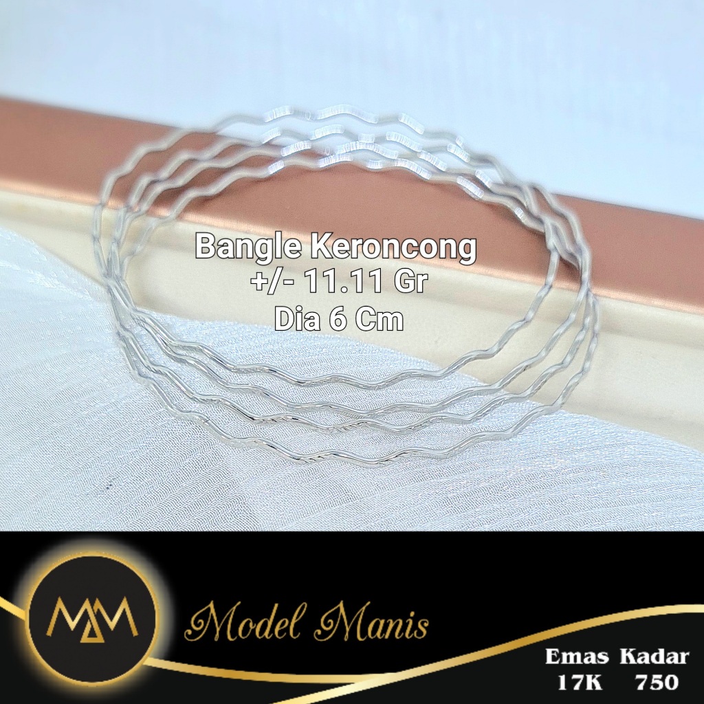 Gelang Keroncong Zig-Zag Emas Putih 750 kadar 17k