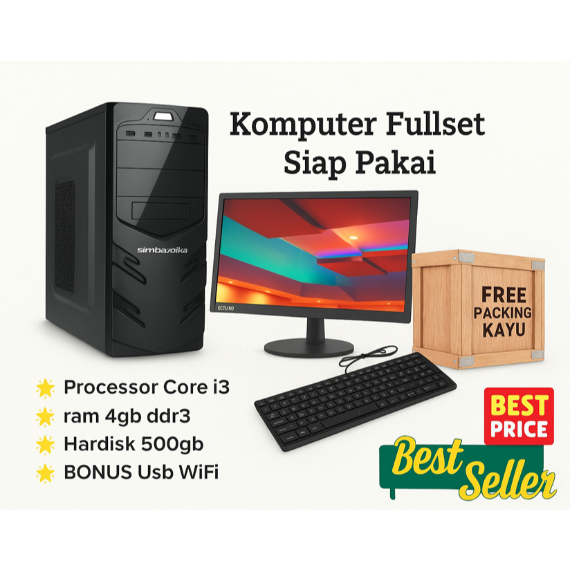 PC cpu Komputer  core i5 core i3 core i7 Fullset  siap pakai  termurah