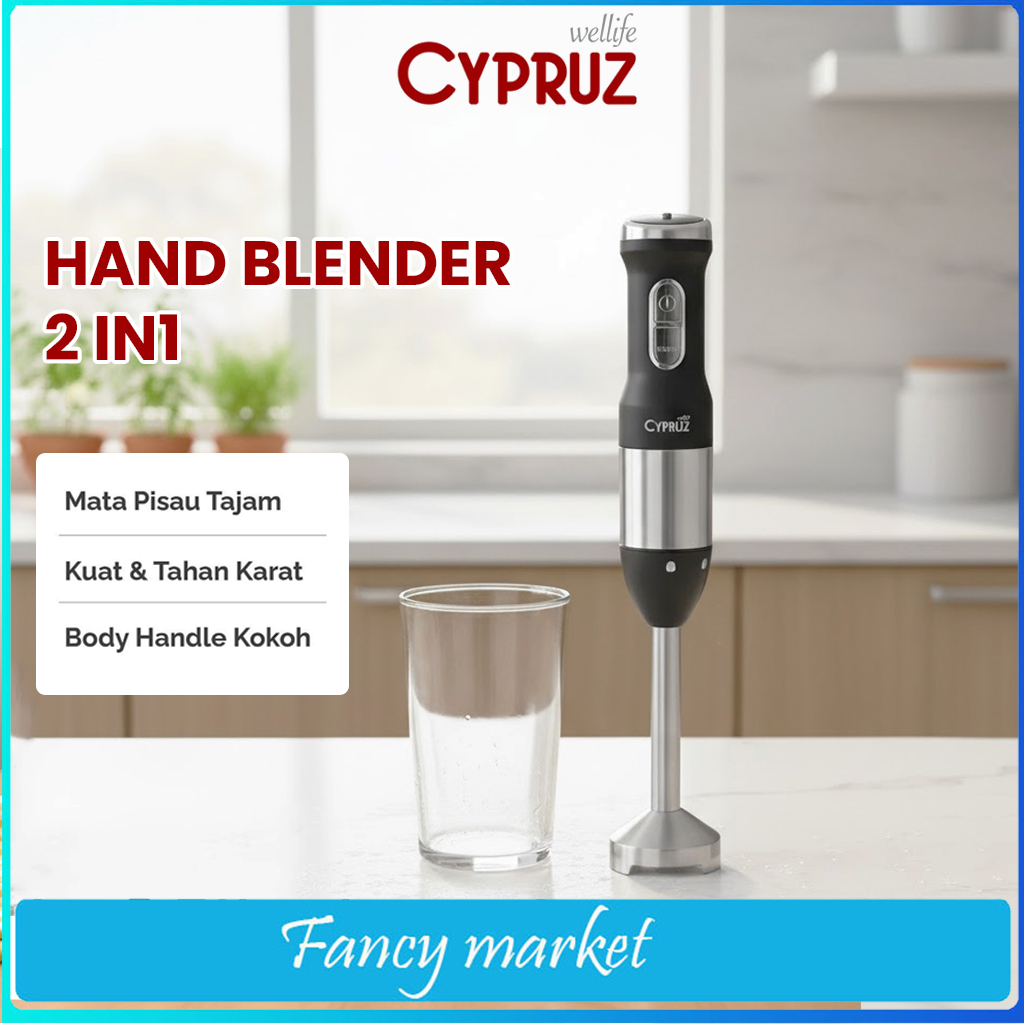 CYPRUZ HAND BLENDER 2IN1 BR-0234 TAJAM KUAT, ANTI KARAT, GARANSI RESMI 1TAHUN